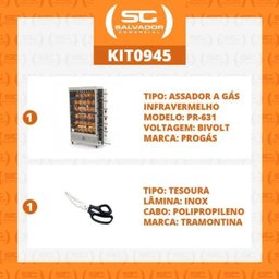 Assador de Frango Gás 6 Espetos Infra PR-631 Progás + Tesoura Multifuncional Tramontina - 2