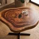 Ver imagem 4 de Mesa de Centro Bolacha Rústica Madeira Maciça Borda Viva Resinada