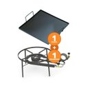Ver imagem 2 de Kit Camping 6 - Fogareiro Fogão F2B10 Redondo 40cm Duplo de Mesa + Chapa Bifeteira 32cm - Progás