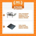 Ver imagem 3 de Kit Camping 6 - Fogareiro Fogão F2B10 Redondo 40cm Duplo de Mesa + Chapa Bifeteira 32cm - Progás