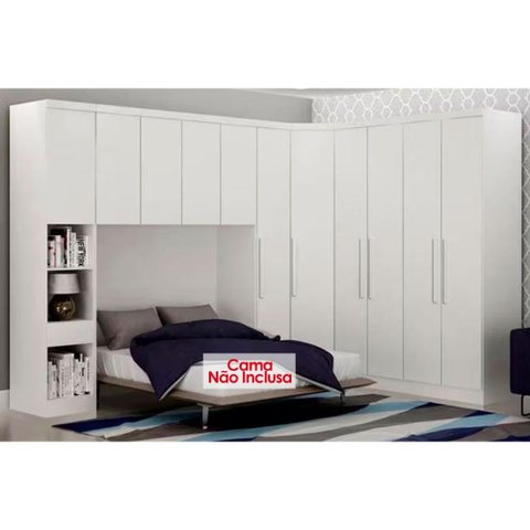 Quarto Casal Completo Rizon/linea 6 Peças (1 Armário Aéreo + 3 Guarda Roupas + 1 Closet Canto