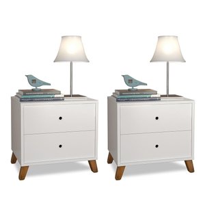 CONJUNTO 2 CRIADOS DE CABECEIRAS 2 GAVETAS BRANCO