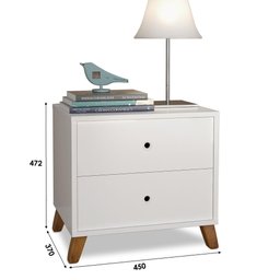CONJUNTO 2 CRIADOS DE CABECEIRAS 2 GAVETAS BRANCO - 2