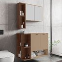 Ver imagem 2 de Gabinete Banheiro Ibiza 2 Portas Armario 2 Portas Espelheira Fendi/carvalho