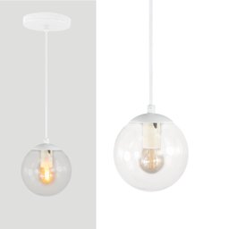 Pendente Globo Esfera de Vidro Cristal 14cm - Branco - 3