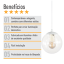 Ver imagem 5 de Pendente Globo Esfera de Vidro Cristal 14cm - Branco