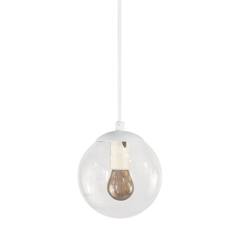 Pendente Globo Esfera de Vidro Cristal 14cm - Branco