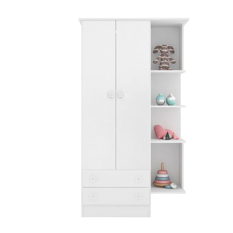 Guarda Roupa Infantil Pirulito 2 Portas C/ 2 Gavetas + Nicho Branco