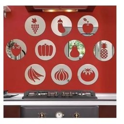 Espelho Acrílico Decorativo Cozinha Restaurante 30cm 10pcs - 1
