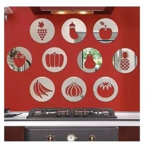 Espelho Acrílico Decorativo Cozinha Restaurante 30cm 10pcs