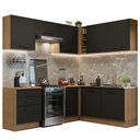 Ver imagem 2 de Cozinha Completa de Canto Madesa Agata 399002 com Armário e Balcão (Sem Tampo e Pia) Rustic/Preto Co