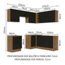 Ver imagem 3 de Cozinha Completa de Canto Madesa Agata 399002 com Armário e Balcão (Sem Tampo e Pia) Rustic/Preto Co