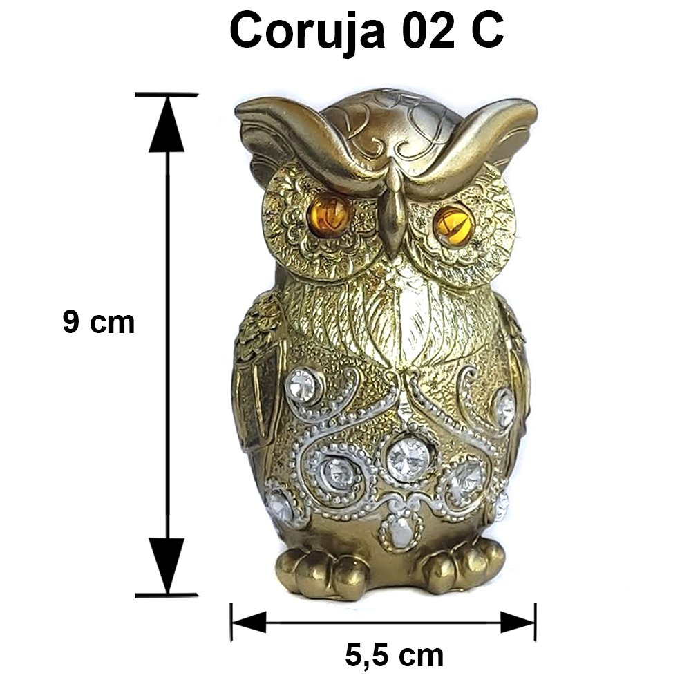 Coruja Decorativa Em Resina inteligência Sabedoria conhecimento Sorte 02A - 4