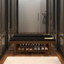 Ver imagem 5 de Banco em Madeira Almofadado com Sapateira Preto Pavia Rubi Ofertamo