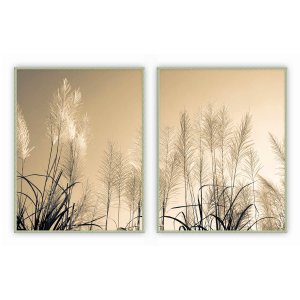 kit com 2 Quadros Decorativos Florais com Moldura e Vidro para Sala Quarto Escritório 52x67 - Art. Q