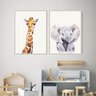 quadro infantil bichos girafa elefante para quarto de bebe - 2