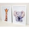 quadro infantil bichos girafa elefante para quarto de bebe - 1