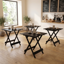 Ver imagem 2 de Kit 4 Mesas Dobráveis 70x70cm em MDF Preto