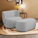 Ver imagem 2 de Namoradeira com Puff Orgânico Molly 02 Lugares Bouclê Cinza Claro - Desk Design