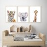 quadro de animais para quarto de bebê safari com moldura e vidro - 2