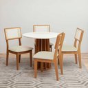 Ver imagem 5 de Mesa de Jantar 90cm Ripada 4 Lugares Tampo MDF Off White com Freijó e Cesare Escuro Dalla Costa