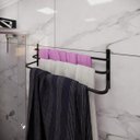 Ver imagem 1 de Porta Toalha Banheiro Triplo Parede Preto Fosco Elegance60cm
