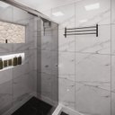 Ver imagem 2 de Porta Toalha Banheiro Triplo Parede Preto Fosco Elegance60cm
