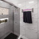 Ver imagem 4 de Porta Toalha Banheiro Triplo Parede Preto Fosco Elegance60cm