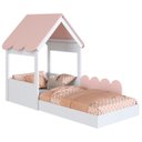Ver mais imagens de Cama Solteiro Infantil Montessoriana Casinha Nana Branco/rosa C06 - Mpozenato