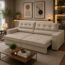 Ver imagem 1 de Sofá Retrátil 2 Lugares 190cm com Molas Magali Suede Bege