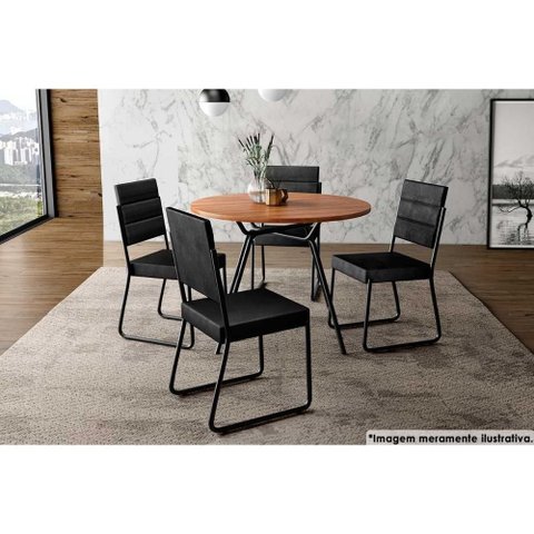 Mesa Cozinha 1588 + 4 Cad 1736 Preto Carraro