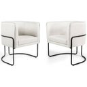 Ver imagem 1 de Kit 2 Poltronas Betina Base Preto Viscolinho Off White - Nexta Casa