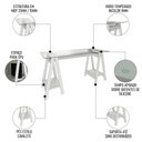 Ver imagem 3 de Mesa Escrivaninha 150cm Pés Cavalete Tampo de Vidro Cris A06 - Mpozenato