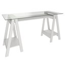 Ver imagem 1 de Mesa Escrivaninha 150cm Pés Cavalete Tampo de Vidro Cris A06 - Mpozenato