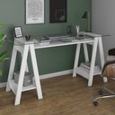 Ver imagem 2 de Mesa Escrivaninha 150cm Pés Cavalete Tampo de Vidro Cris A06 - Mpozenato