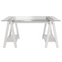 Ver imagem 6 de Mesa Escrivaninha 150cm Pés Cavalete Tampo de Vidro Cris A06 - Mpozenato