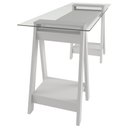 Ver mais imagens de Mesa Escrivaninha 150cm Pés Cavalete Tampo de Vidro Cris A06 - Mpozenato