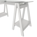 Ver imagem 7 de Mesa Escrivaninha 150cm Pés Cavalete Tampo de Vidro Cris A06 - Mpozenato