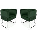 Ver imagem 1 de Kit 2 Poltronas Betina Base Aço Preto Veludo Verde - Nexta Casa