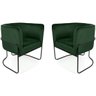 Kit 2 Poltronas Betina Base Aço Preto Veludo Verde - Nexta Casa - 1