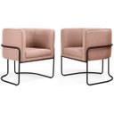 Ver imagem 1 de Kit 2 Poltronas Betina Base Aço Preto Algodão Ecológico Salmão - Casaepoltrona