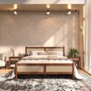 Ver imagem 1 de Cama Queen Palhinha Madeira 200 X 160 Cm Rattan Reforcada Castanho Cefira