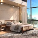 Ver imagem 2 de Cama Queen Palhinha Madeira 200 X 160 Cm Rattan Reforcada Castanho Cefira