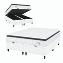 Ver imagem 1 de Cama Box Baú Colchão Casal King Molas Ensacadas City Pillow Top 193x203x64cm Branco / Cinza