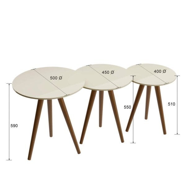 Conjunto Mesa Lateral 3 Peças Espresso Móveis - 3