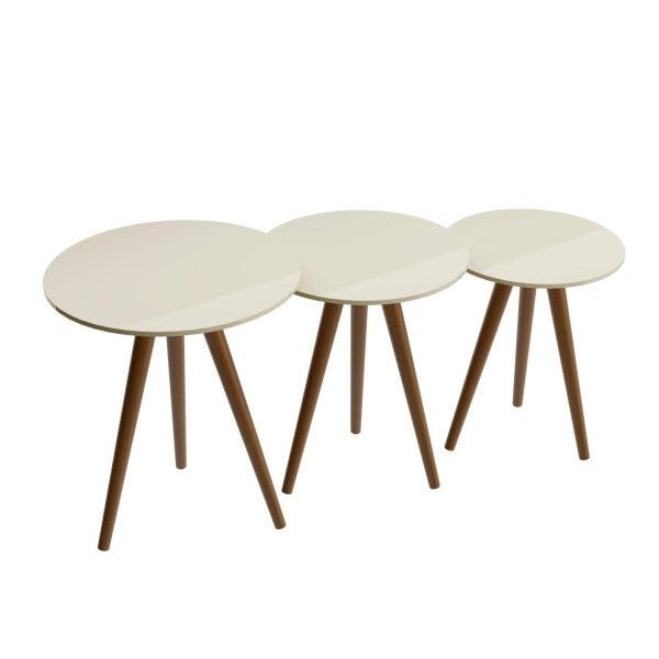 Conjunto Mesa Lateral 3 Peças Espresso Móveis - 2