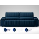 Ver imagem 4 de Sofá com Porta Copos Carregador USB Ret Rec Murano 2,50m Velosuede Petróleo - NETSOFAS