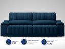 Ver imagem 4 de Sofá com Porta Copos Carregador USB Ret Rec Murano 2,50m Velosuede Petróleo - NETSOFAS