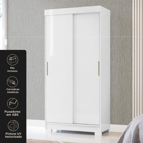 Guarda Roupa Antares 2 Portas Deslizantes Branco/Neve