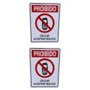 Ver imagem 1 de Kit 2 Placa de Sinalização Proibido Celular Entrar Desligue